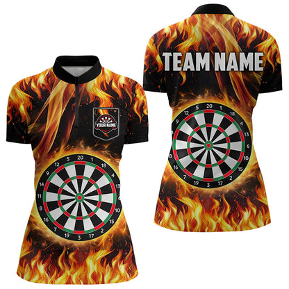 Flame Darboard Fire Pattern Custom Women Darts Shirts Team Jerseys NQS9459