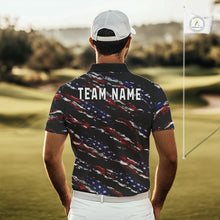 Load image into Gallery viewer, Black American Flag pattern Golf Polo shirts for men custom mens patriotic golf shirts, golfer gifts NQS11553