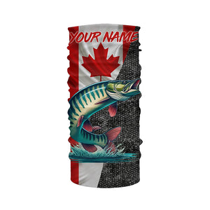 Canadian Flag Musky Fishing Custom long sleeve performance Fishing Shirts, Muskie fishing jerseys NQS5073