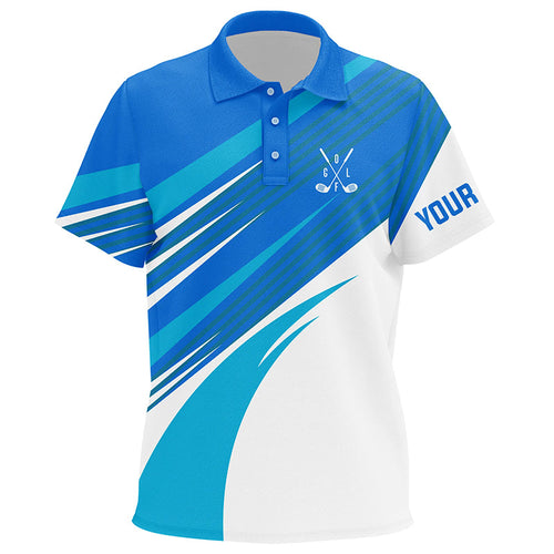 Blue and white Kid golf polos shirt custom golf tops for Kid, personalized golf gifts NQS7546