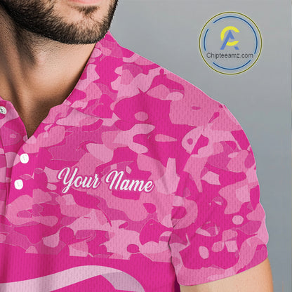 Breast Cancer Awareness golf shirts custom Mens golf polos shirts, pink camo ribbon golf shirts NQS10191