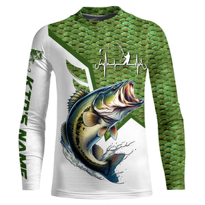 Largemouth Bass fishing green scales custom name sun protection long sleeve fishing shirts jerseys NQS3836