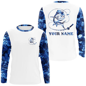 Mahi Mahi ( Dorado) fishing blue camo UV protection Customize name long sleeves fishing shirts NQS916