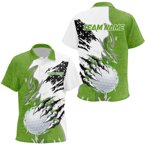 White and Green Golf ball Kid golf polos shirt Custom golf outfit for kid, personalized golf gifts NQS8572