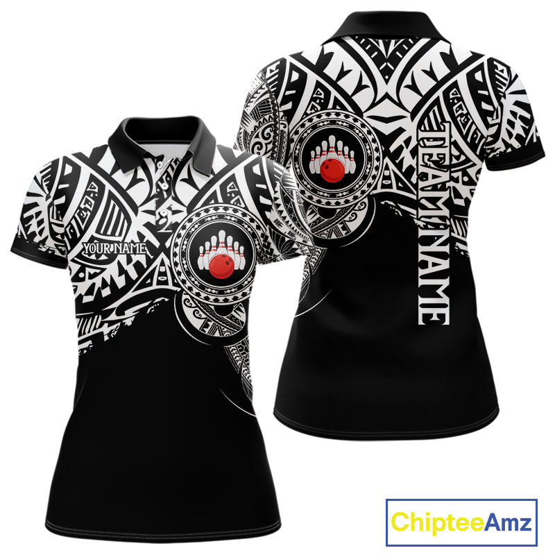 Personalized Black and White Tribal pattern Women Bowling Shirt Custom Team Bowling outfit for ladies NQS10761