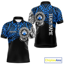 Load image into Gallery viewer, Personalized Black and Blue Tribal pattern Mens Bowling Shirts Custom Team Bowling outfit for men NQS10762
