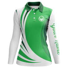 Load image into Gallery viewer, Women golf polo shirt custom name green and white golf shirt, team golf shirts ladies NQS8815