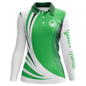 Women golf polo shirt custom name green and white golf shirt, team golf shirts ladies NQS8815