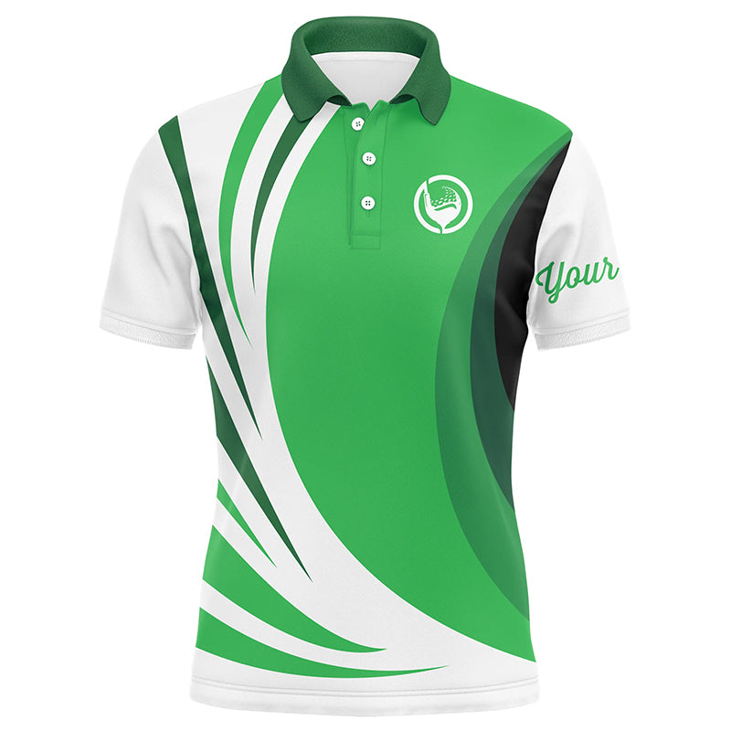 Mens polo golf shirts custom name green and white golf shirt, team golf shirts mens NQS8815