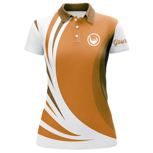 Women golf polo shirt custom name orange and white golf shirt, team golf shirts ladies NQS8816