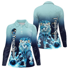 Load image into Gallery viewer, Blue Lightning Lion Bowling Polo, Quarter Zip Shirts for Women Custom Lion Bowling Team jerseys NQS9292
