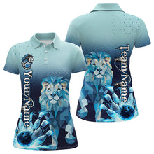 Load image into Gallery viewer, Blue Lightning Lion Bowling Polo, Quarter Zip Shirts for Women Custom Lion Bowling Team jerseys NQS9292