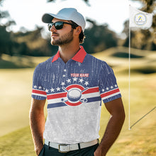Load image into Gallery viewer, Red, White and Blue Grunge Mens Golf Polo Shirts Custom Patriotic Team Golf Outfit For Men NQS11344