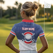 Load image into Gallery viewer, Red, White and Blue Grunge Women's Golf Polo Shirts Custom Patriotic Team Golf Outfit For Ladies NQS11344