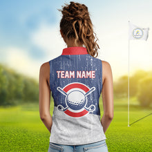 Load image into Gallery viewer, Red, White and Blue Grunge Women's Sleeveless polo shirt Custom Patriotic Team Golf Outfit For Ladies NQS11344