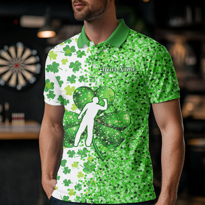 Green glitter shamrock clover Darts Shirts For Men custom St Patrick day Darts Team Jersey NQS9464