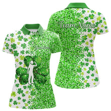 Load image into Gallery viewer, Green glitter shamrock clover Darts Shirts For Women custom St Patrick day Dart Team Jersey NQS9464