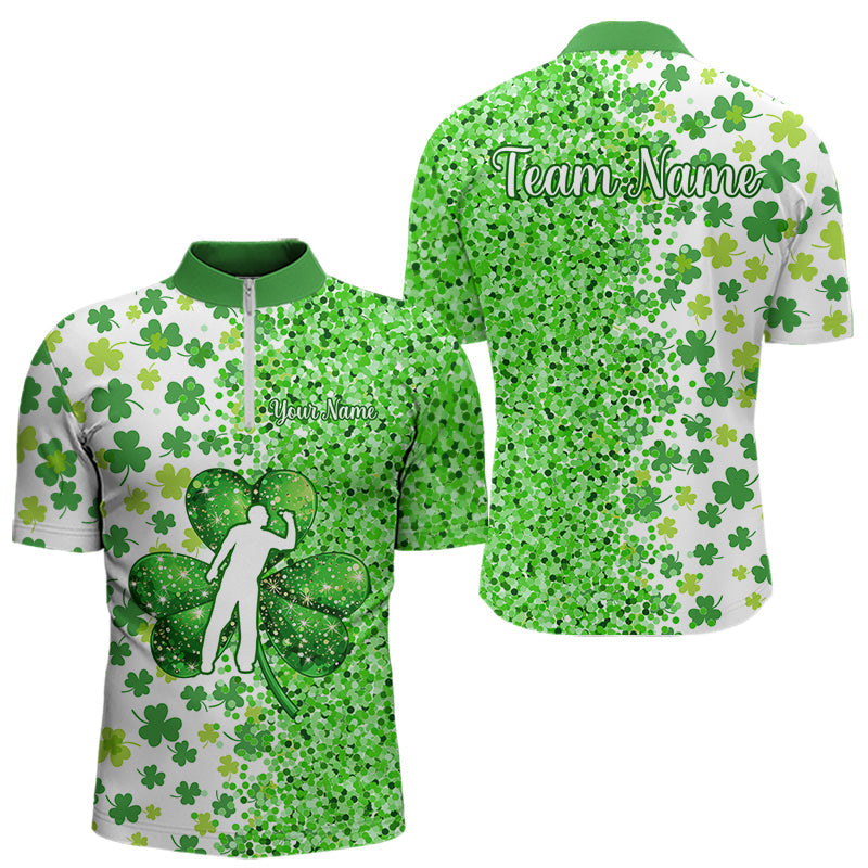 Green glitter shamrock clover Darts Shirts For Men custom St Patrick day Darts Team Jersey NQS9464