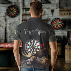 Personalized Black Camo Moose Darts Shirts For Men Custom Darts Team Jerseys NQS9467