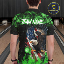 Load image into Gallery viewer, Green Flame American Flag Eagle bowling shirts for Men Custom Bowling Team Jersey, gift for Bowler NQS11555