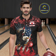 Load image into Gallery viewer, Red Flame American Flag Eagle bowling shirts for Men Custom Bowling Team Jersey, gift for Bowler NQS11556