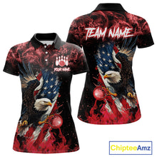 Load image into Gallery viewer, Red Flame American Flag Eagle bowling shirts for Women Custom Bowling Team Jersey, gift for Bowler NQS11556