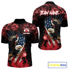 Load image into Gallery viewer, Red Flame American Flag Eagle bowling shirts for Men Custom Bowling Team Jersey, gift for Bowler NQS11556