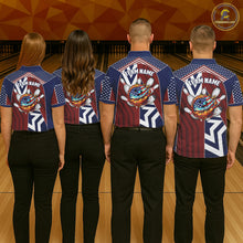 Load image into Gallery viewer, Red, White and Blue American Flag Flame Bowling shirts for Men Custom patriotic Team Bowling Jerseys NQS11558