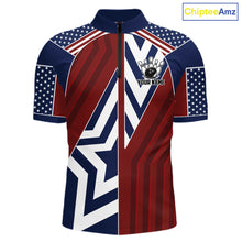 Load image into Gallery viewer, Red, White and Blue American Flag Flame Bowling shirts for Men Custom patriotic Team Bowling Jerseys NQS11558