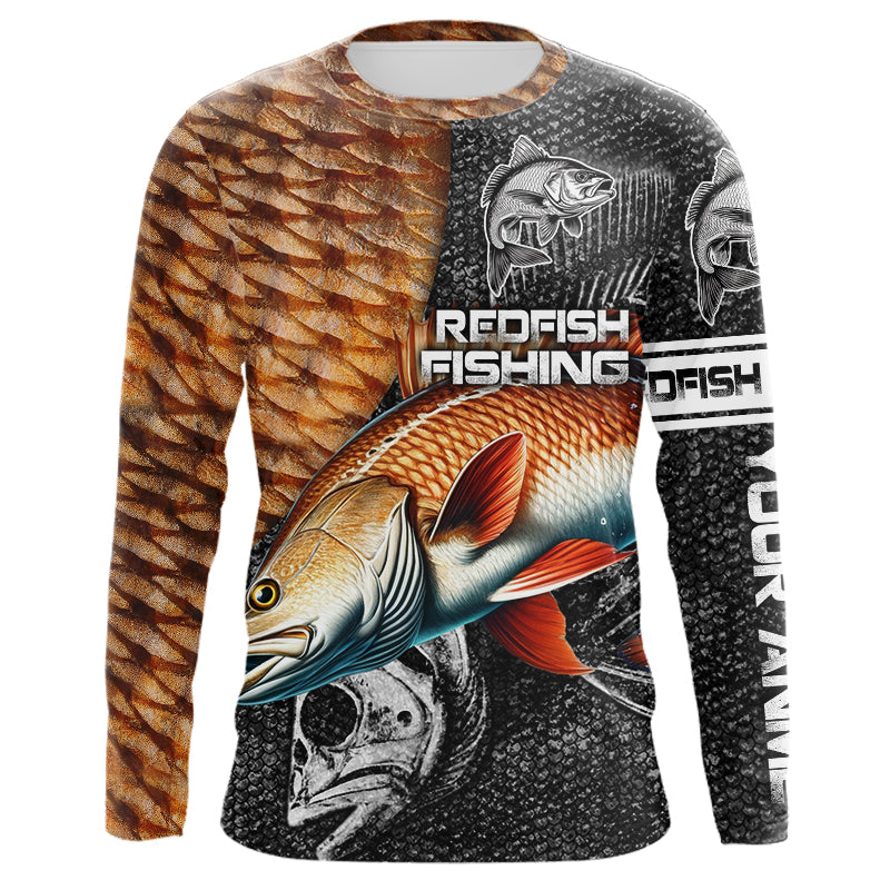 Redfish puppy drum tackle fishing shirts for men Long Sleeve UV protection Custom gift for anglers NQS1374