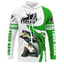 Load image into Gallery viewer, Largemouth bass fishing Custom Name sun protection long sleeve fishing shirts for men, women | Green NQS4816