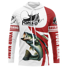 Load image into Gallery viewer, Largemouth bass fishing Custom Name sun protection long sleeve fishing shirts for men, women | Red NQS4817