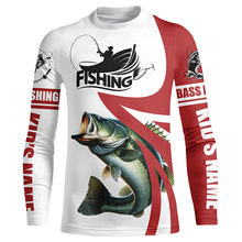 Load image into Gallery viewer, Largemouth bass fishing Custom Name sun protection long sleeve fishing shirts for men, women | Red NQS4817