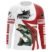 Load image into Gallery viewer, Largemouth bass fishing Custom Name sun protection long sleeve fishing shirts for men, women | Red NQS4817