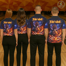 Load image into Gallery viewer, Orange and Purple Lightning Thunder Dragon Bowling Shirts for Men Custom Dragon Team Bowling Jersey NQS11680