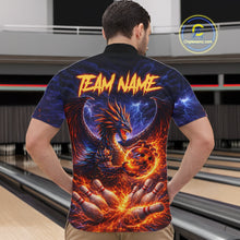 Load image into Gallery viewer, Orange and Purple Lightning Thunder Dragon Bowling Shirts for Men Custom Dragon Team Bowling Jersey NQS11680