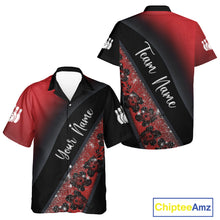Load image into Gallery viewer, Black and Red Glitter Flower Bowling Hawaiian shirt Custom Bowling Team Jerseys NQS11686