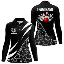 Load image into Gallery viewer, Black and white Bowling camo League Jerseys For Women Custom Retro Bowling Shirts For Team Bowlers NQS7558