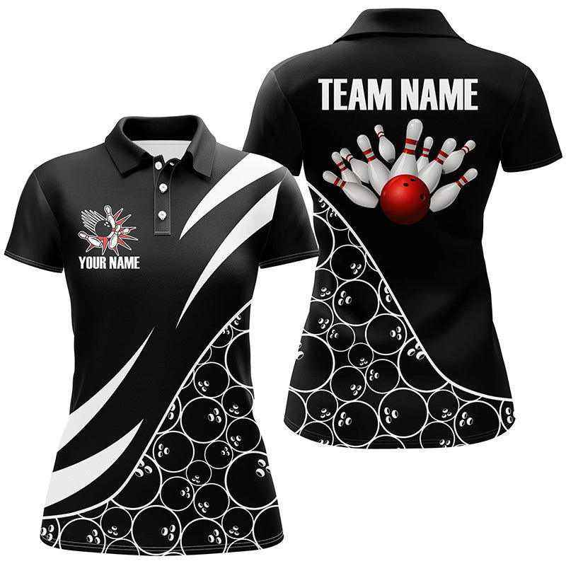 Black and white Bowling camo League Jerseys For Women Custom Retro Bowling Shirts For Team Bowlers NQS7558