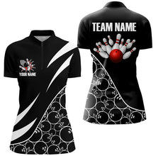 Load image into Gallery viewer, Black and white Bowling camo League Jerseys For Women Custom Retro Bowling Shirts For Team Bowlers NQS7558