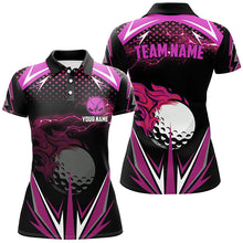 Load image into Gallery viewer, Black Womens golf polo shirts custom pink fire lightning team golf jerseys, golf attire for ladies NQS7943