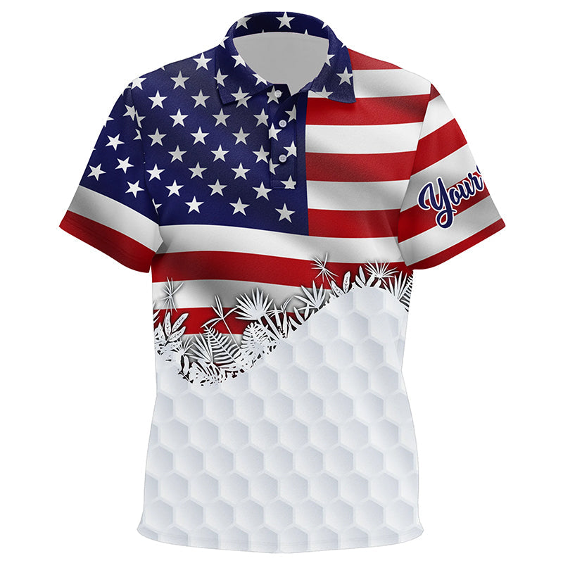 Kid golf polo shirts custom American Flag white golf ball skin pattern patriotic golf attire for Kid NQS7945