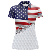 Load image into Gallery viewer, Womens golf polo shirts custom American Flag white golf ball skin patriotic golf attire for ladies NQS7945