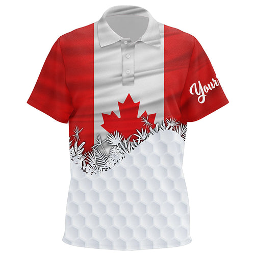 Kid golf polo shirts custom Canadian Flag white golf ball skin pattern patriotic golf attire for Kid NQS7946