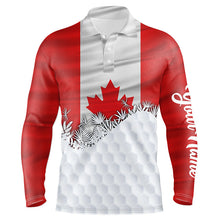 Load image into Gallery viewer, Mens golf polo shirts custom Canadian Flag white golf ball skin pattern patriotic golf attire for mens NQS7946