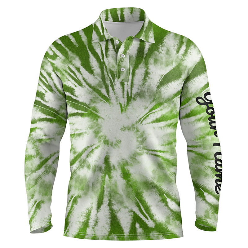 Mens golf polo shirt custom green watercolor tie dye golf shirt mens g ...