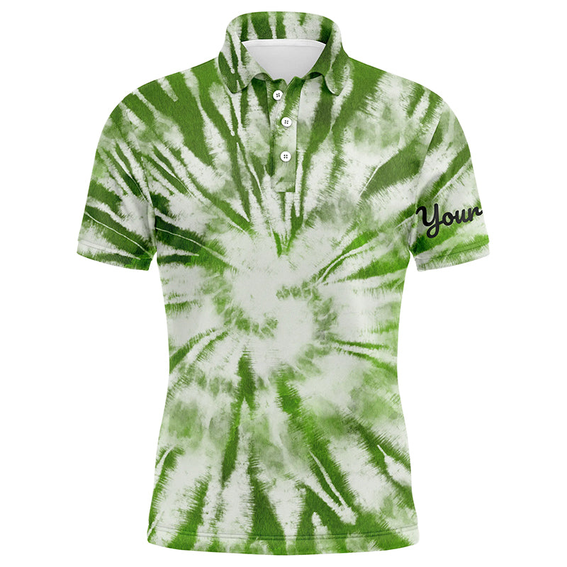 Mens golf polo shirt custom green watercolor tie dye golf shirt mens g