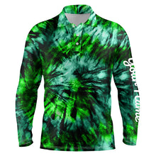 Load image into Gallery viewer, Mens golf polo shirt custom green black tie dye men&#39;s golf attire, best mens golf wear NQS6027