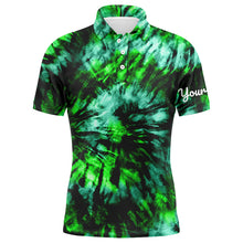 Load image into Gallery viewer, Mens golf polo shirt custom green black tie dye men&#39;s golf attire, best mens golf wear NQS6027