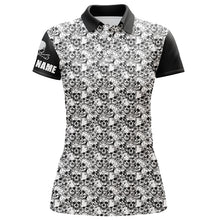 Load image into Gallery viewer, Black and white Womens golf polos shirts custom name skull pattern women&#39;s golf outfit NQS6030